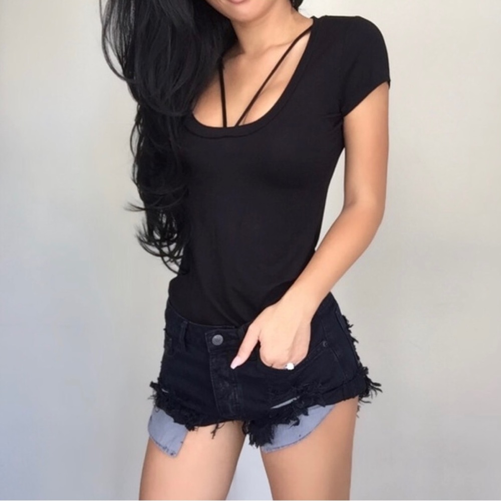 Black Show Pocket Denim Shorts